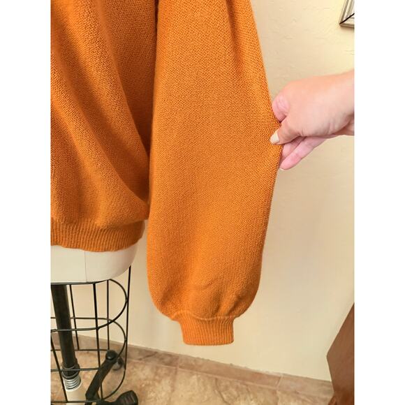 Inca Fashions Baby Alpaca Cardigan XL Mustard Orange Knit Peru - Picture 2 of 8